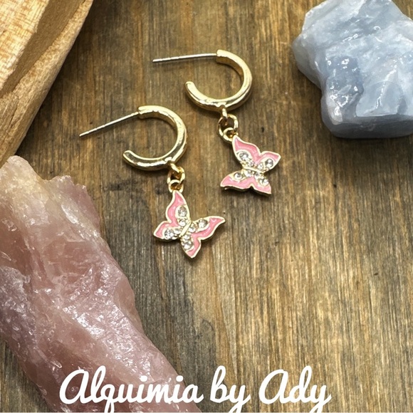 NEUTRAL CLOISONNÉ GOLD DIAMOND STYLE ZIRCONIA DANGLE STUDS - Picture 1 of 1